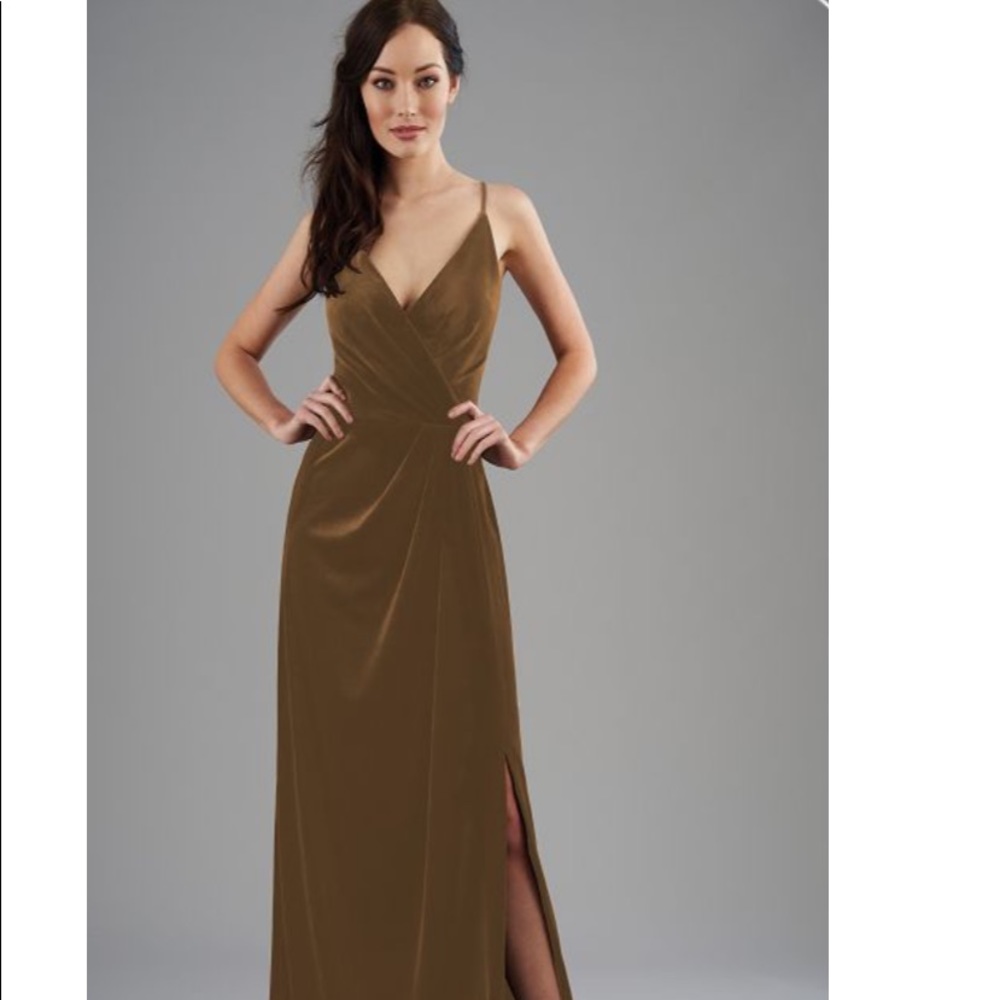Jasmine velvet mocha bridesmaid dress